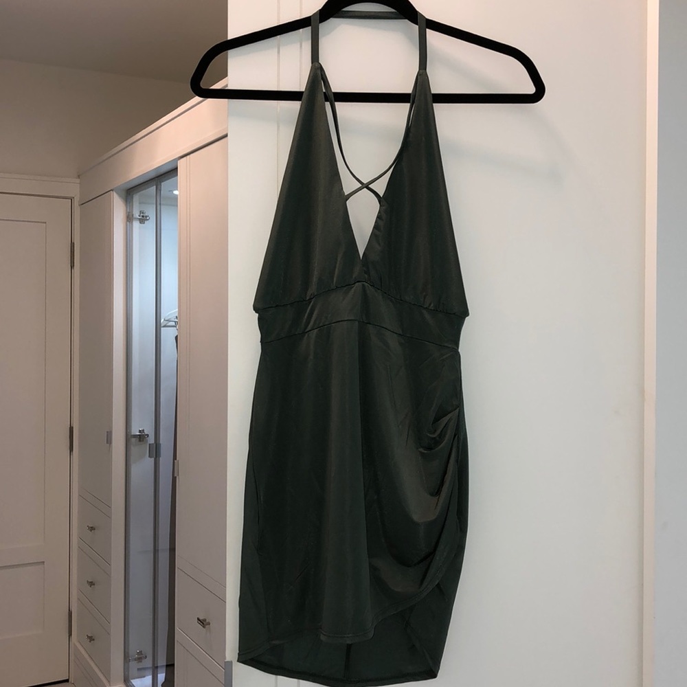 Green Halter-Style Mini Dress!